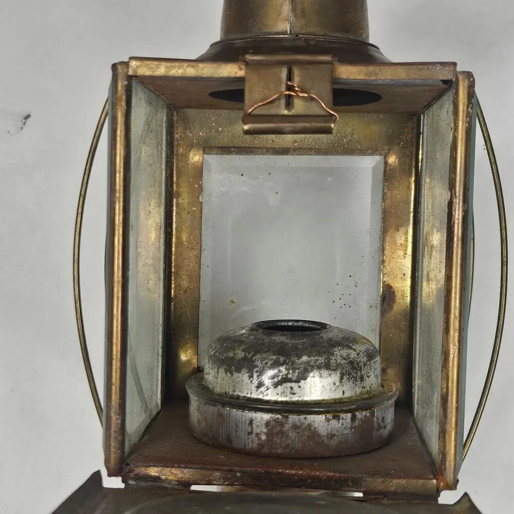Brass Carriage Lamp Antique Coach Wall Light Fixture Glass